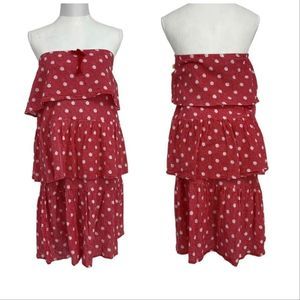 Harajuku Red & White Polka Dot Gingham Tiered Sundress